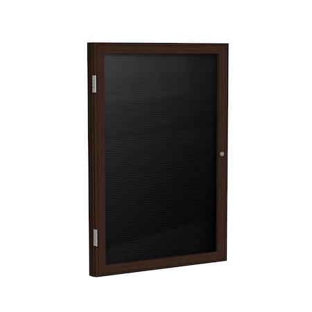 Ghent Enclosed Letter Board, 1 Door, Flannel, Walnut Frame, 3 ft H x 2 ft W, Black PN13624B-BK